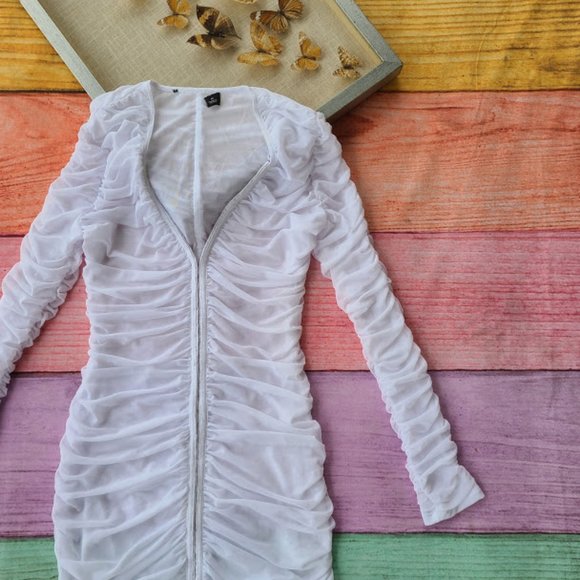 Princess Polly White Garter Mini Mesh Dress M - Picture 9 of 13